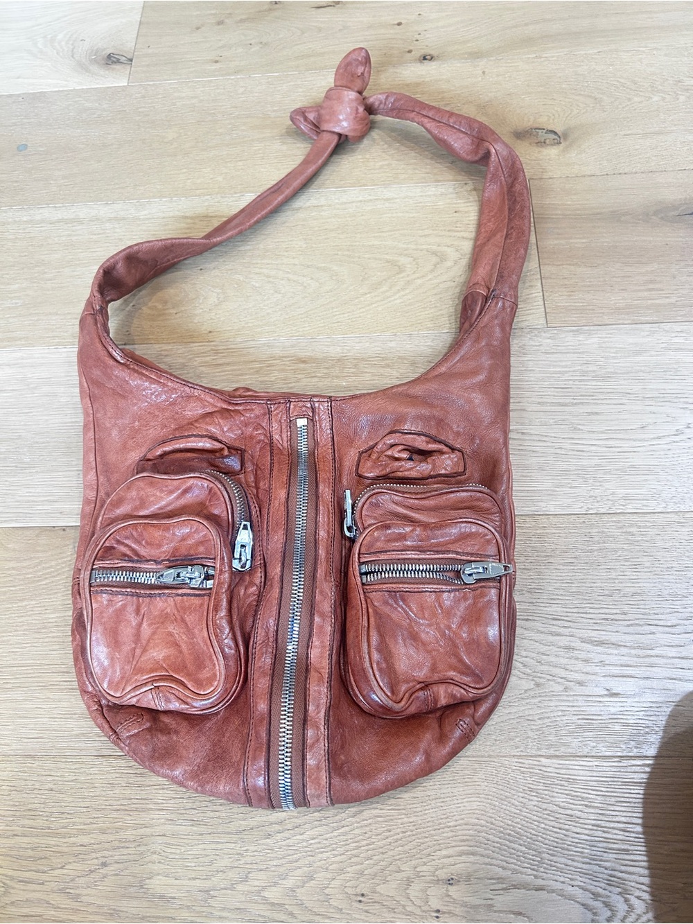Alexander Wang Cognac Leather Multi-Zip Donna Bag